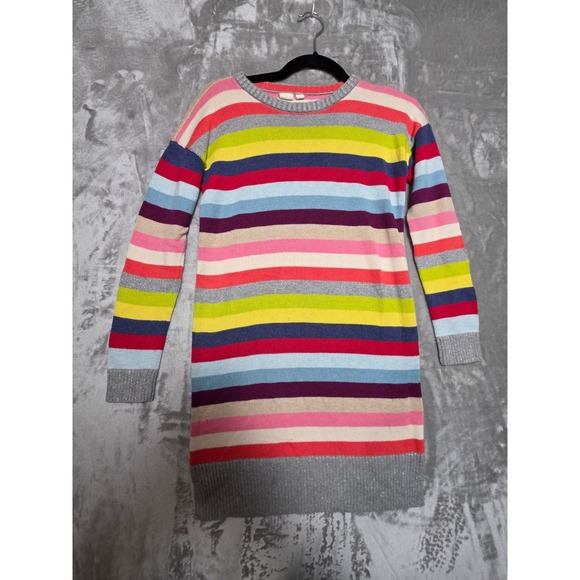 Gap Kids Other - Gap Kids Girls XL 12 Rainbow Stripe Metallic Knit Long Sleeve Sweater DressMulti